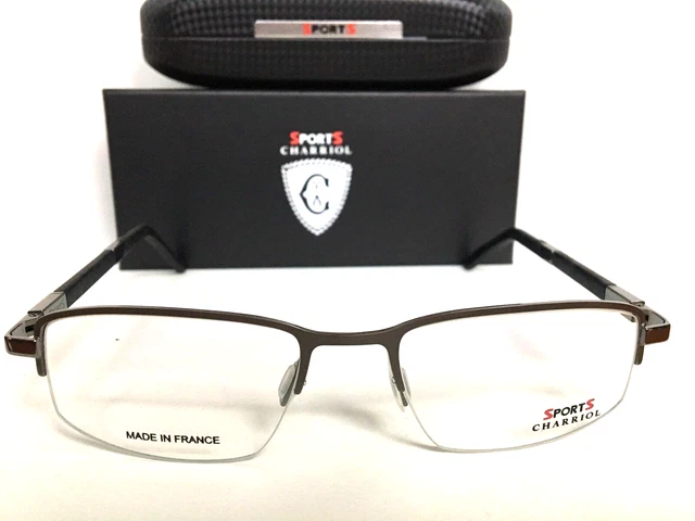 Nuevo marco de anteojos para hombre Charriol Sport SP 23007 C5 53 mm plateado semi-sin montura