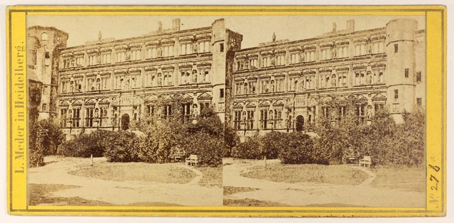 L. Meder Château Heidelberg Deutschland Foto Stereo Vintage Albumin c1865