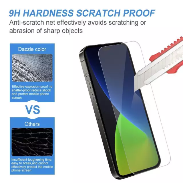 iPhoneTempered Glass Screen Protector For 15 14 13 12 11 Pro Max Mini XS XR Plus 2