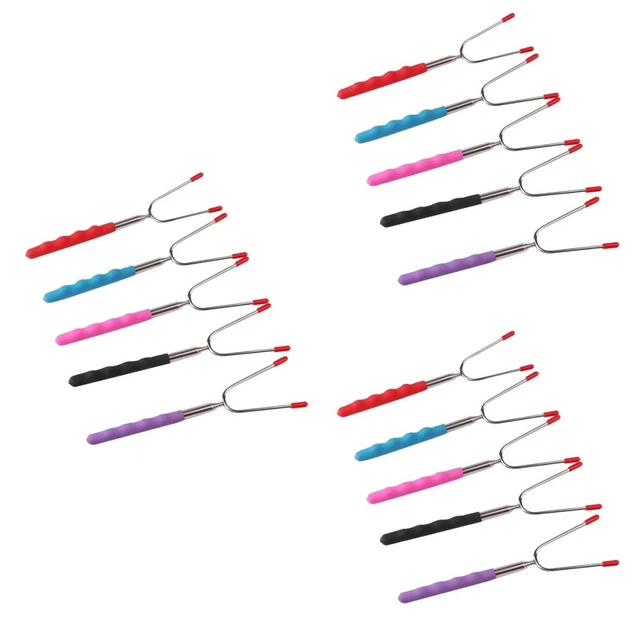 3 STÜCKE Set von 5 Teleskoprüsenröhrchen Sticks Rutschfeste Edelstahl Spieße BBQ