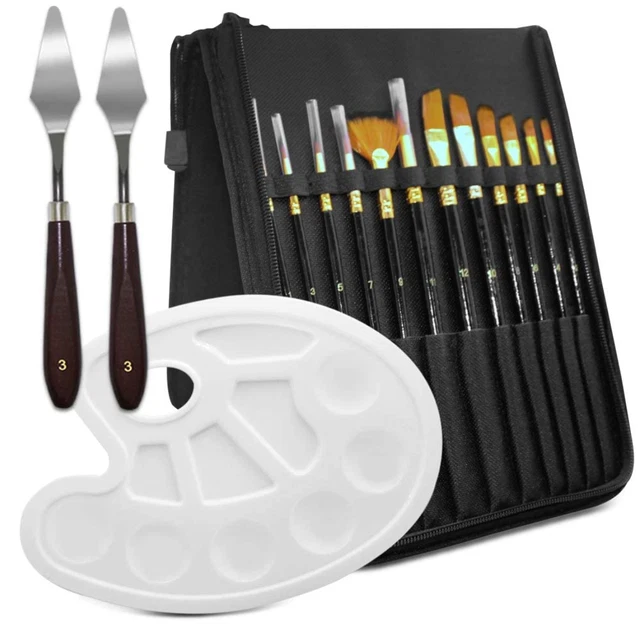 AIFUDA - Set di pennelli per pittura con custodia, 12 pennelli per pittura a