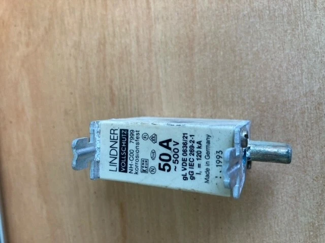 Lindner Vollschutz 50 Amp NH-C00 7999 500V FUSE