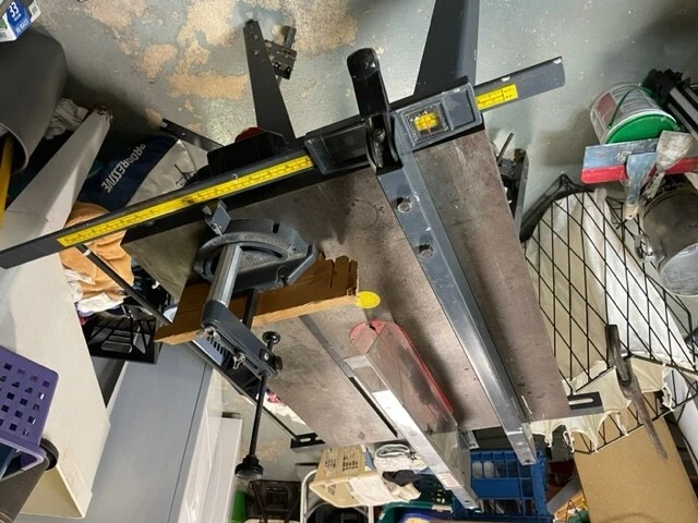 Table Saw 12" Craftsman with stand, 2 cast iron side extensions, multiple blades