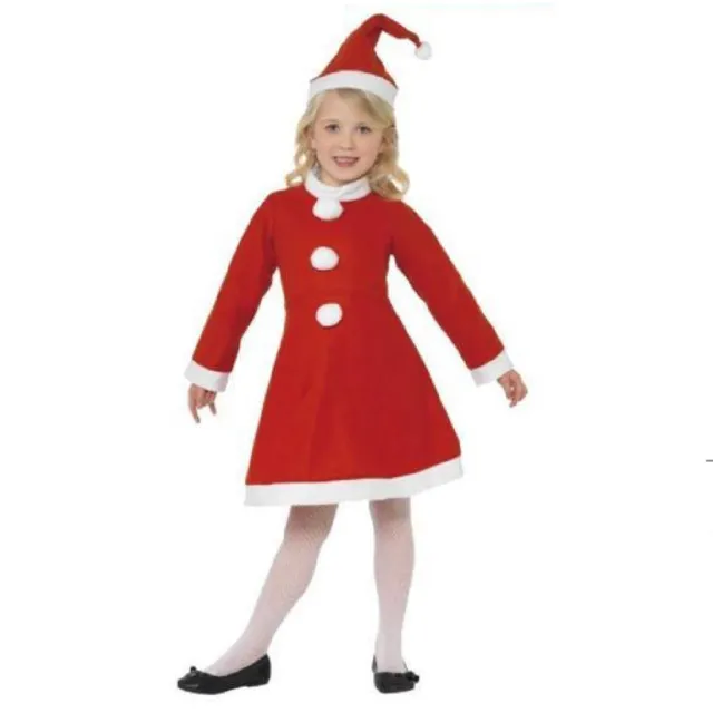 Costume Vestito di Babbo Natale Santa Claus Bambina Bambine da 6 a 8 Anni Gonna