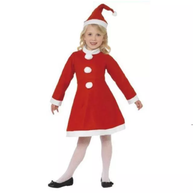 Costume Vestito di Babbo Natale Santa Claus Bambina Bambine da 6 a 8 Anni Gonna