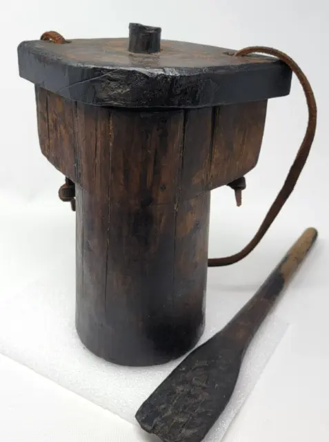 Antique Conestoga Wagon Grease Bucket with Applicator - RARE