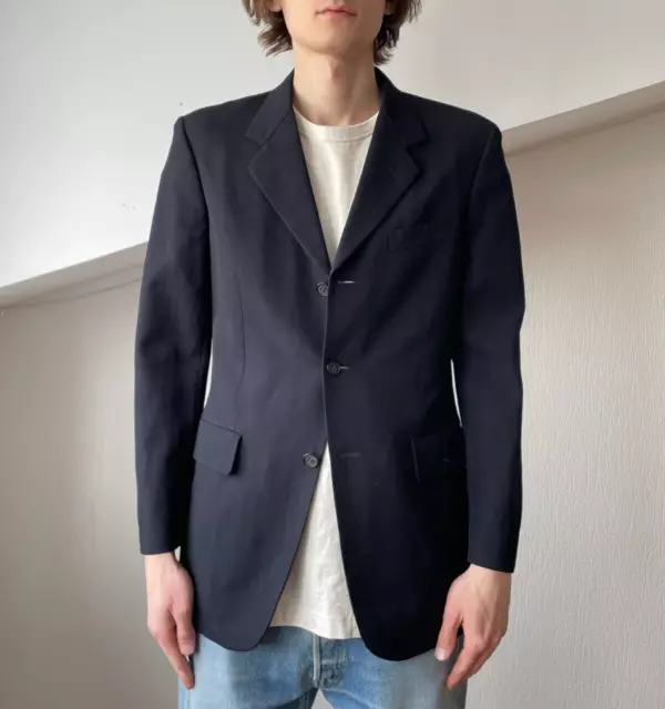 Vintage Mens YOHJI YAMAMOTO Jacket Coat Blazer Wool Blue Size 48 38