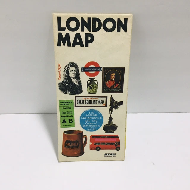 BTA LONDON GUIDE Map Britain 1974 UK England Tourist Travel Parks ...
