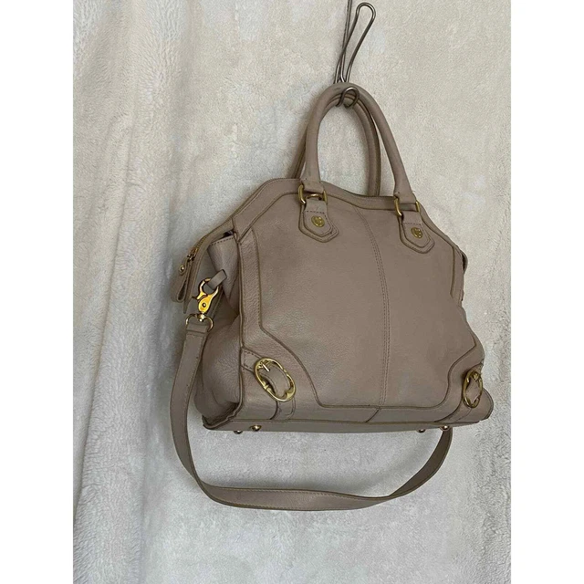 Emma Fox Taupe Top Zip Leather Satchel Shoulder Bag Convertible Handbag Buckles