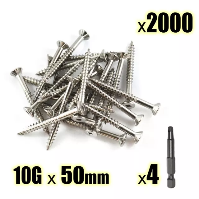 NEW 2000 Decking Screws Stainless Steel 304 10G 50mm Merbau Treated Pine Timber