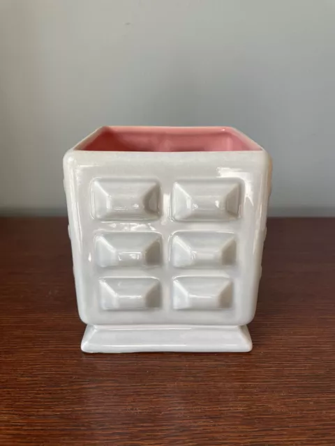 Red Wing Pottery USA #1378 Square Planter Mid Century Modern - Gray and Pink