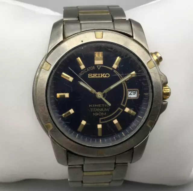 SEIKO KINETIC TITANIUM watch, two tone 5M42-0C69 $ - PicClick