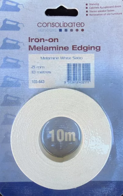 Iron-on Melamine Edging – White - Satin – Smooth Finish - 10 Metres.