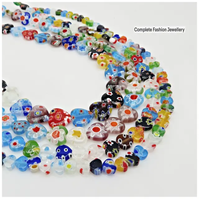 30 6Mm 8Mm 10Mm 12Mm Millefiori Flower Heart Glass Beads/Jewellery Making/Crafts