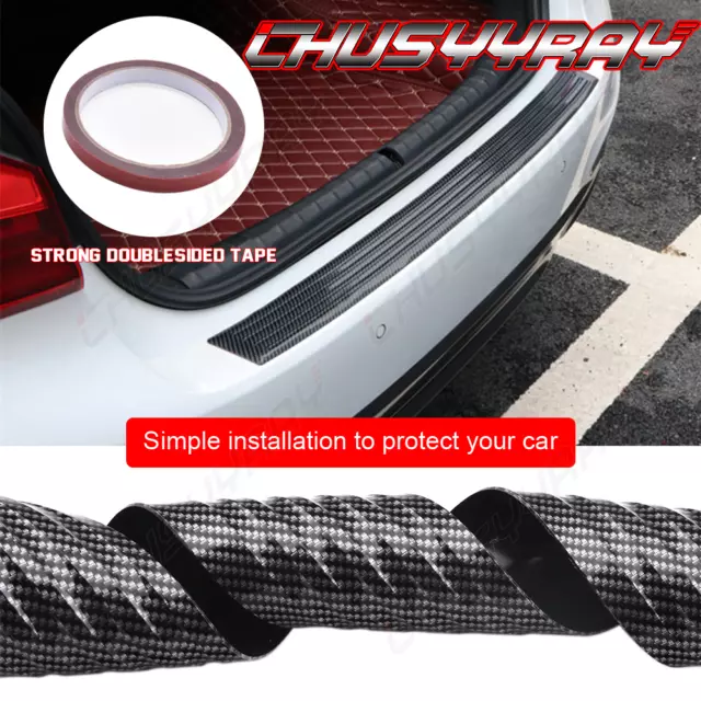 Car Rear Bumper Guard Protector Trim Cover Sill Plate Trunk Rubber Pad Kit Black