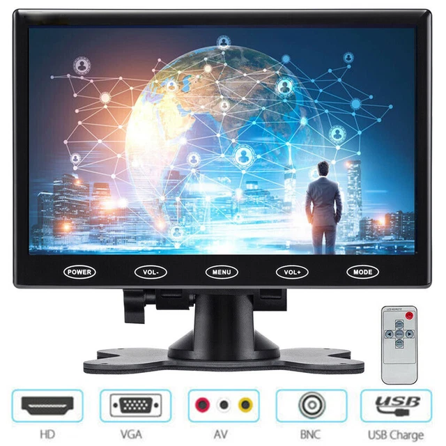 7" Display Small Portable Monitor USB LCD Screen AV VGA HDMI Security Speakers