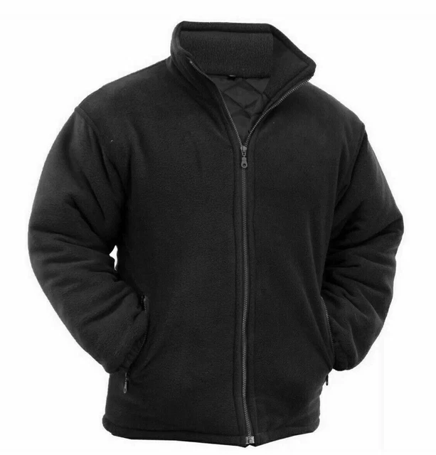 Mens Extra Thick Fleece Heavy Duty Work Jacket Padded Anti Pill Winter Black 4