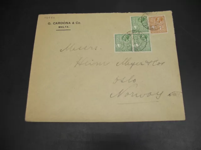 Malta 1933 cover to Norway *10151