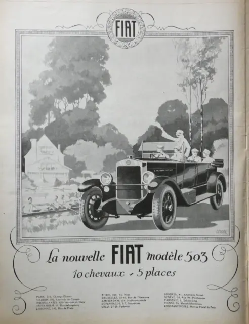 1925 Fiat Model 503 10 Horsepower 5 Seat Press Advertisement