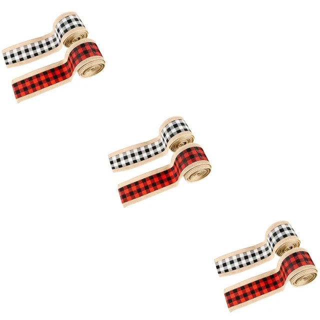 6 PCS Schwarz Rot Plaid Band Weihnachten Band Urlaub Sackleinen Band