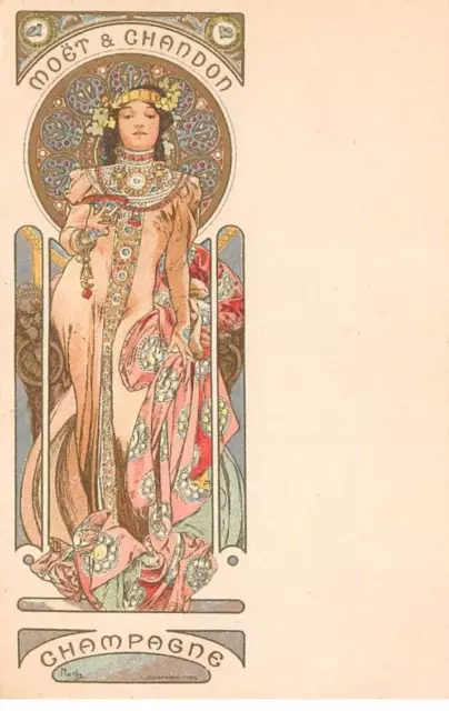 illustrateur.mucha alphonse.n°car21010.champagne moet et chandon.dos blanc.me