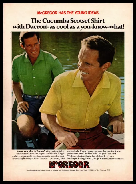 1967 McGregor Cucumba Scotset Dacron Shirt Two Men In A Rowboat Vintage Print Ad