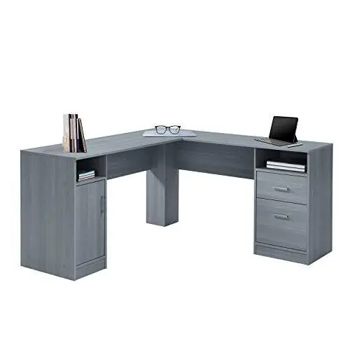 Functional L-Shaped Computer Desk with storage,L is ⁠59.5" wide x 59.5" Long,Gre