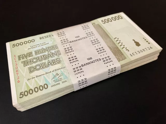Zimbabwe 100 x 500.000 Dollars 2008 - Pick- 76  Bundle 100 PCS USED
