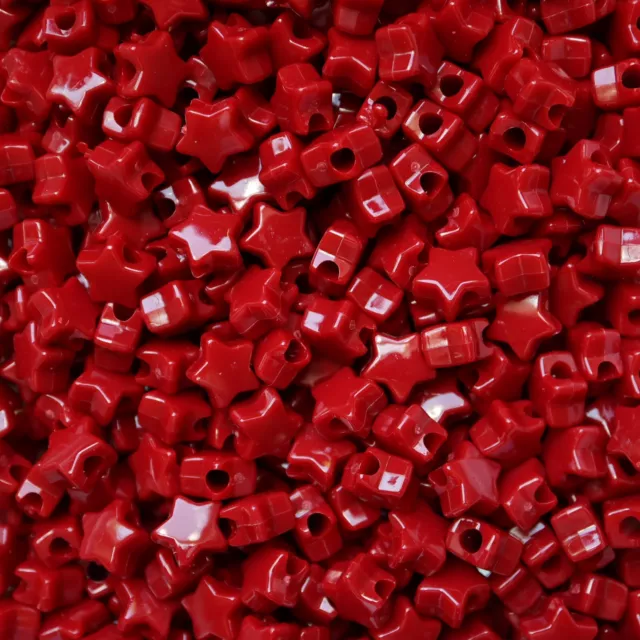 Star Beads Red Large Hole Pony Beads Made in USA