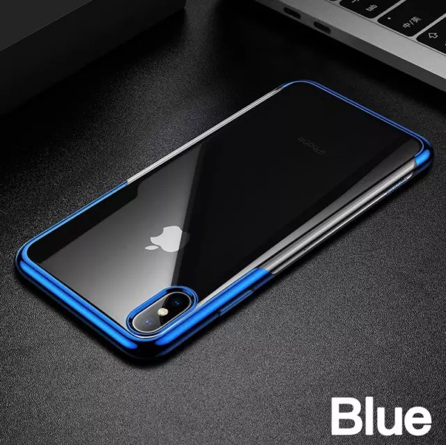 Phone Case Hard for iPhone XS BLUE Clear Luxury PC Plating Protective Baseus