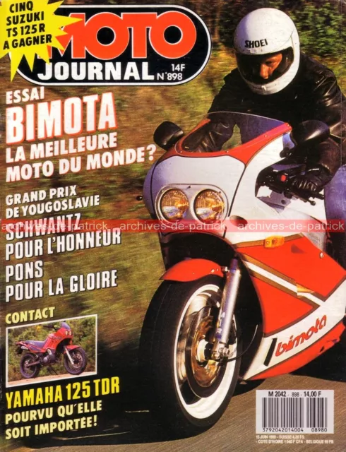 MOTO JOURNAL  898 Essai Road Test YAMAHA 125 TDR BIMOTA YB4 750 YB6 1000 1989