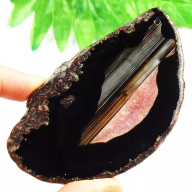 Red Black Druzy Geode Agate Slice Freeform Pendant Bead B41120