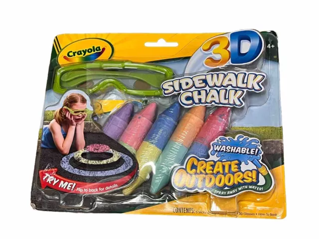 Crayola 3D Washable Dual Ended Sidewalk Chalk with 3D Glasses NOS (1)