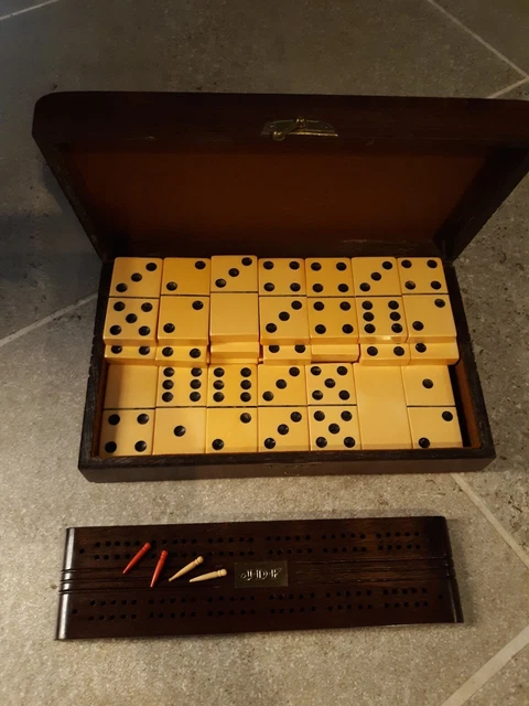 Vintage Butterscotch Catalin Bakelite Domino set 28 pieces 2 3/16"L x 1 1/16"W Vintage Butterscotch Catalin Bakelite Domino set 28 pieces 2 3/16"L x 1 1/16"W