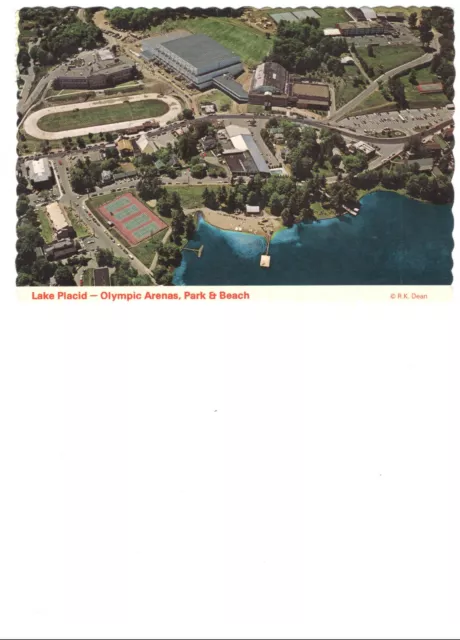 Vintage Postcard 1980s Lake Placid NY Olympic Arenas, Park and Beach Aerial View