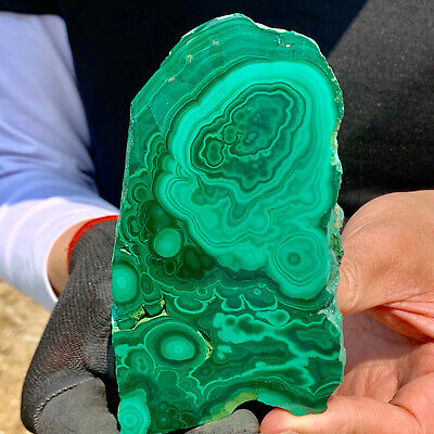 276g Natural Beauty Shiny Green Bright Malachite Fibre Crystal From China