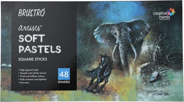 BRUSTRO Soft Pastels Set of 48 - Intense Brilliant Shades for Artists