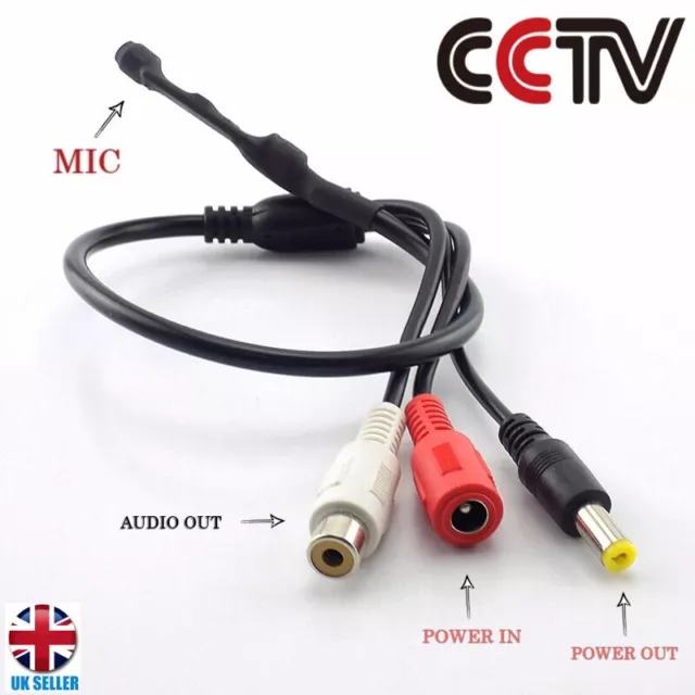 CCTV Microphone High Gain MIC Security Camera RCA DVR NVR Audio Module