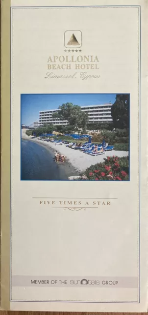 1990s  HOTEL APOLLONIA BEACH-CYPRUS BROCHURE FOLDER TRAVEL  !