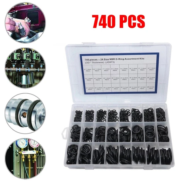 O Anneaux Ensemble Assortiment 1 Set 24 Tailles 740 Pièces Accessoires Noir Car