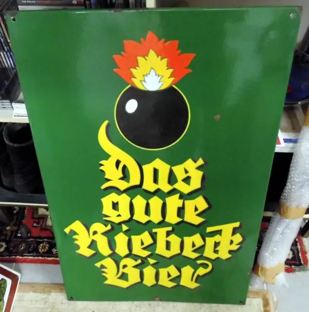 Das Gute Riebeck Bier Email Emaille Emailleschild Bombe groß 90 cm top gekantet