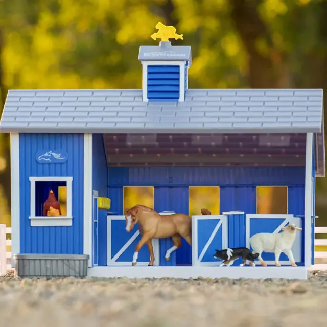 15 X4X10" 10Pcs Blue Home at the Barn Playset w1 Stablemates Horses 1:32 Scale