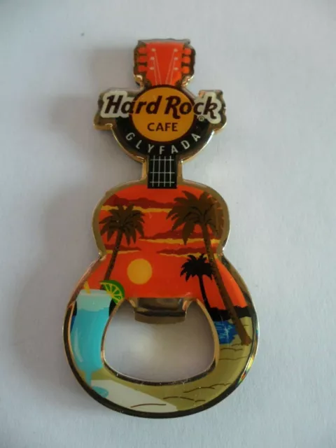 Hard Rock Cafe Glyfada - Sunset on Beach - Guiatar / Logo Magnet Bottle Openers