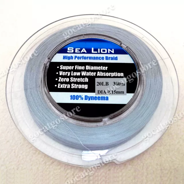 NEW Sea Lion 100% Dyneema Spectra Braid Fishing Line 300M 20lb Grey