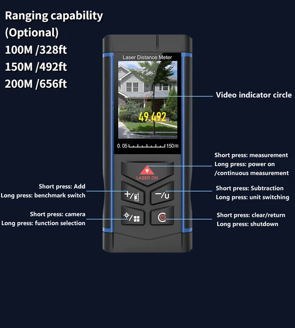 DIGITALER MESSFINDER ENTFERNUNGSMESSER Laser Entfernungsmesser mit