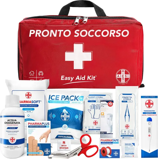 Kit Pronto Soccorso Professionale Auto Casa Viaggio Barca Moto Trekking termomet