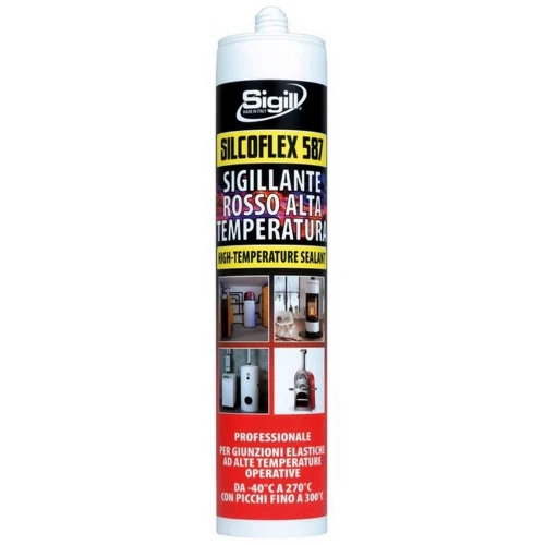 Sigill silcoflex 587 cartuccia silicone alta temperatura 300ml rosso fino 300° C