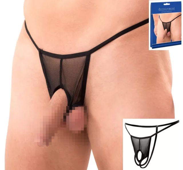 21112501171 SHOWMASTER Mini String G-String 3 Öffnungen Fishnet SCHWARZ in S-XL