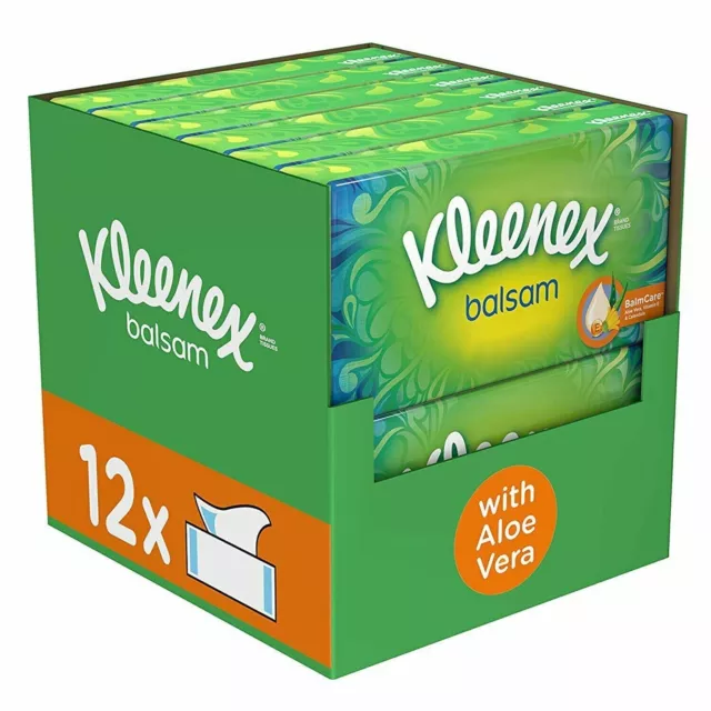 Kleenex Tissue Balsam with Aloe Vera with Vitamin E Facial Tissues - 12 Boxes