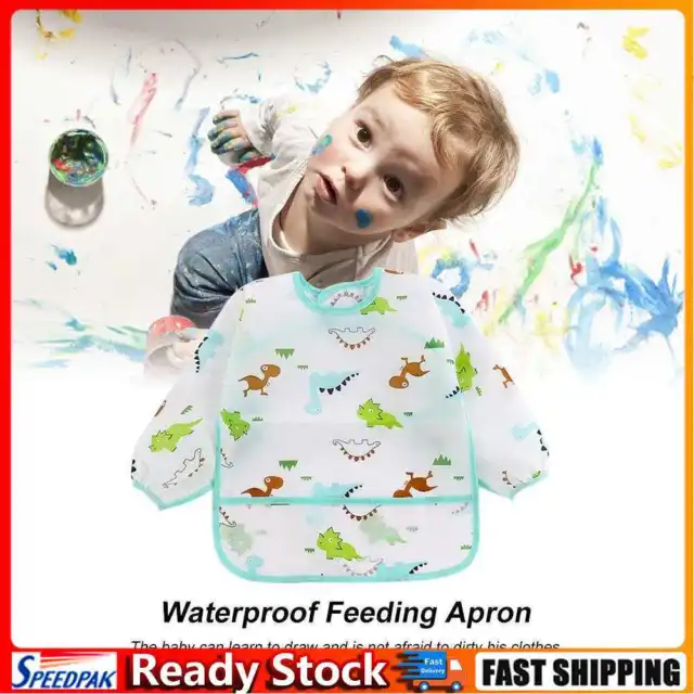 Waterproof Long Sleeve Feeding Apron Coverall Children One Piece Eating Clothes